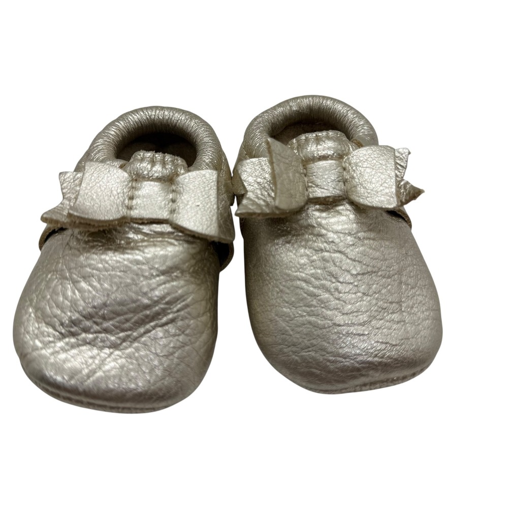 Freshly Picked 2 Gold Leather Baby Moccasins Bow Soft Sole Infant‎ First Walker
